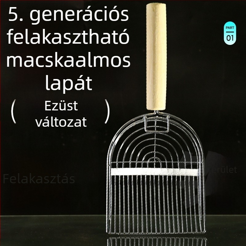 5. generációs fém macskaalom-kanál, nagy méretű, finom lyukakkal – a kilöttyenés csökkentésére