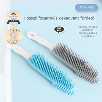 Hosszú fogantyújú fürdető keféje kisállatok számára — puha szilikon masszírozó, PP+TPR