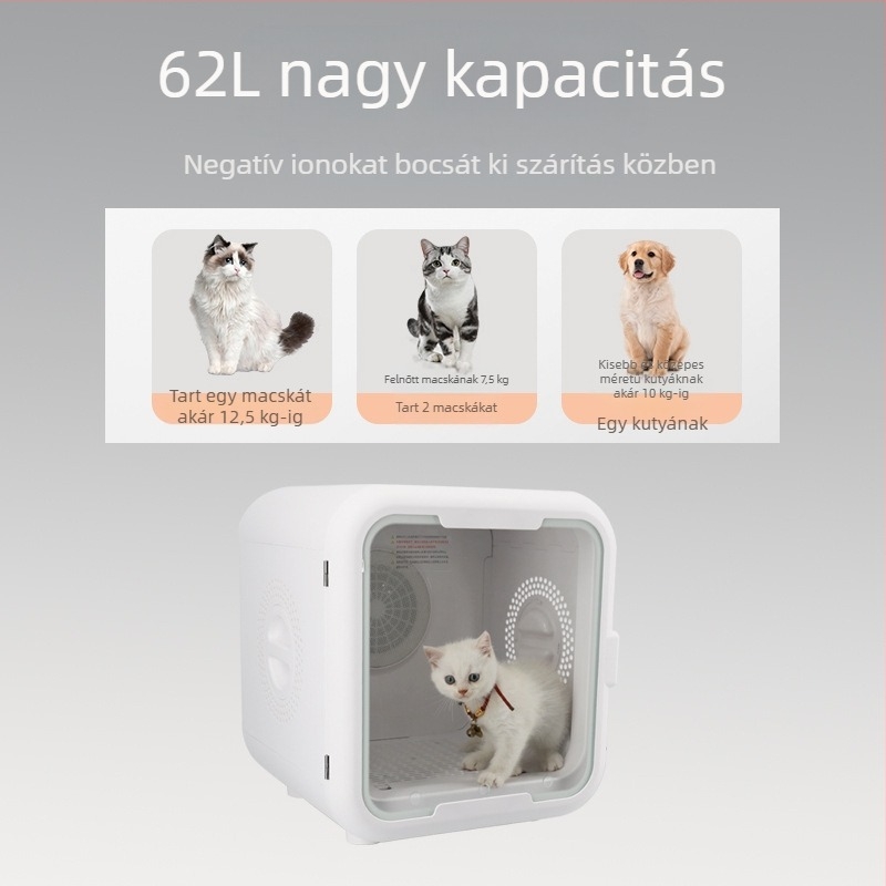 Macska automata szárítódoboz UV sterilizációval, csendes, applikációvezérlés (Model LQ-HG100; 1000–1199W; 220V; Macskáknak; UV sterilizáció + negatív ionos hajápolás)