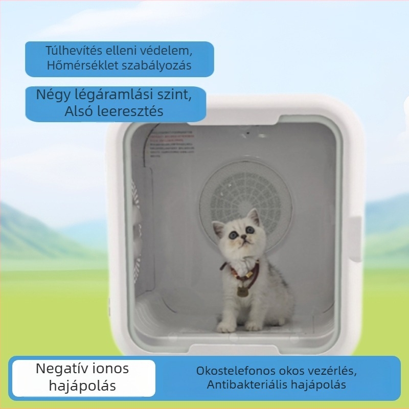 Macska automata szárítódoboz UV sterilizációval, csendes, applikációvezérlés (Model LQ-HG100; 1000–1199W; 220V; Macskáknak; UV sterilizáció + negatív ionos hajápolás)