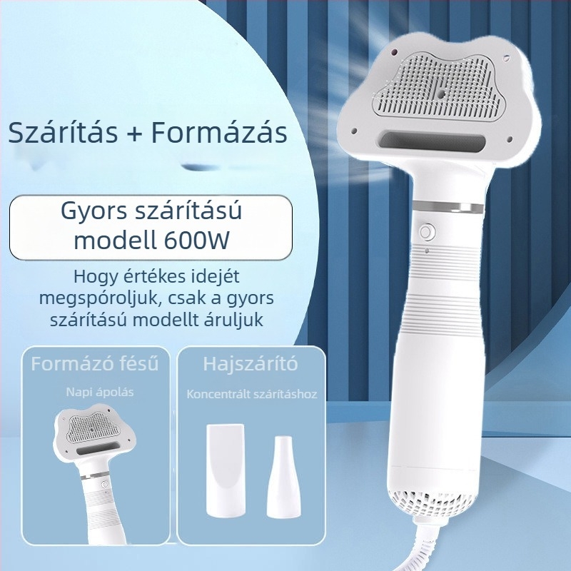 Háziállatok ápolására szolgáló eszköz integrált szárítóval, kutyáknak és macskáknak