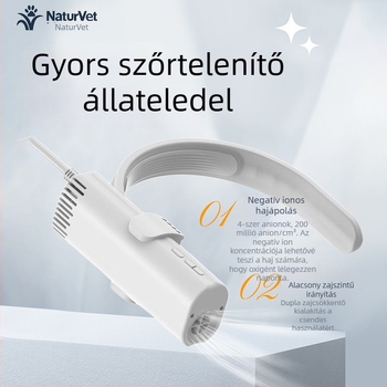 Állatbarát nyakba akasztható hajszárító – nagy teljesítmény, alacsony zajszint, negatív ionok, 1600–1999W, 220V