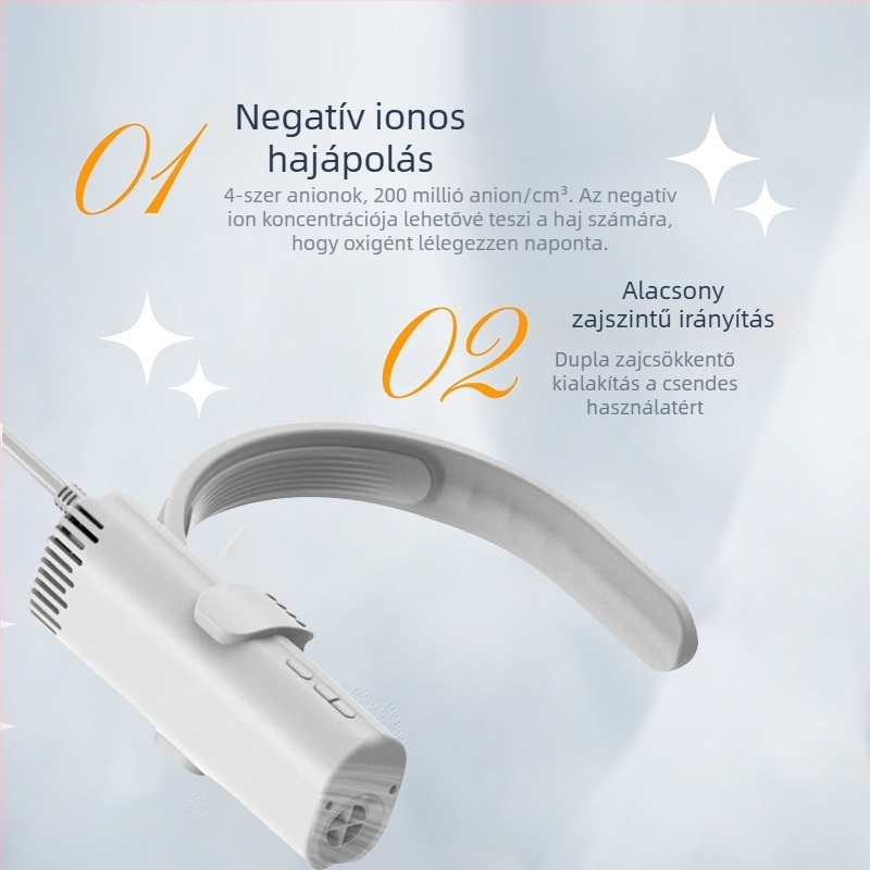 Állatbarát nyakba akasztható hajszárító – nagy teljesítmény, alacsony zajszint, negatív ionok, 1600–1999W, 220V