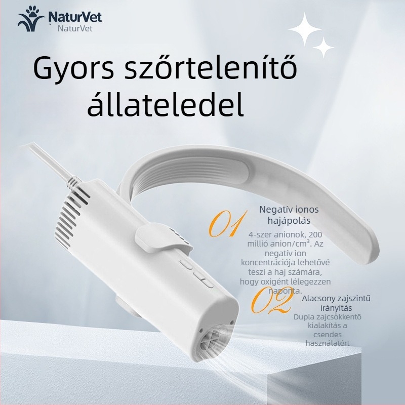 Állatbarát nyakba akasztható hajszárító – nagy teljesítmény, alacsony zajszint, negatív ionok, 1600–1999W, 220V