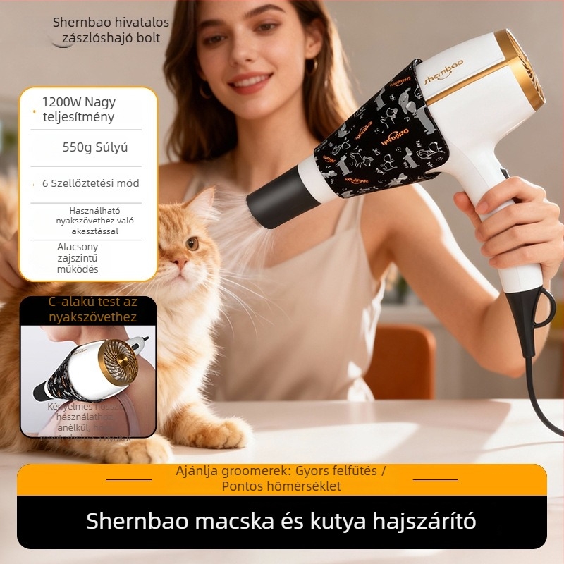 Hd-101 Kisállat hajszárító macskáknak és kutyáknak, AC motor, 1200–1599 W, 220 V, Túlmelegedés elleni védelem