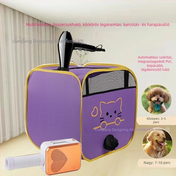 Háziállatok szárítóládája macskáknak és kutyáknak — Nagy kapacitás, gyors szárítás, 2000W+, 220V, spirális fűtőszál, AC motor
