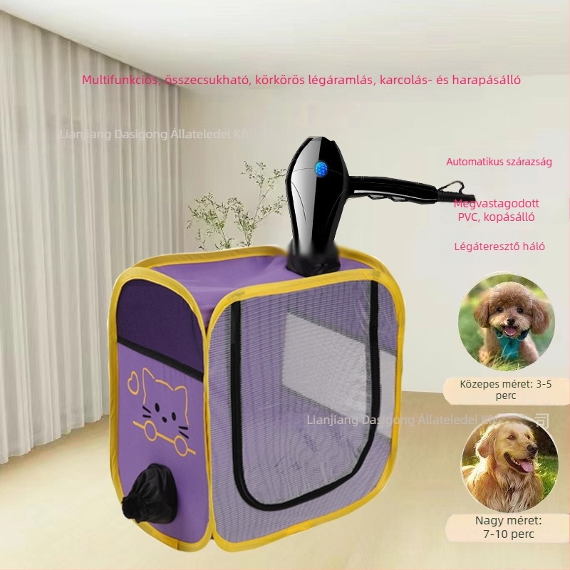 Háziállatok szárítóládája macskáknak és kutyáknak — Nagy kapacitás, gyors szárítás, 2000W+, 220V, spirális fűtőszál, AC motor