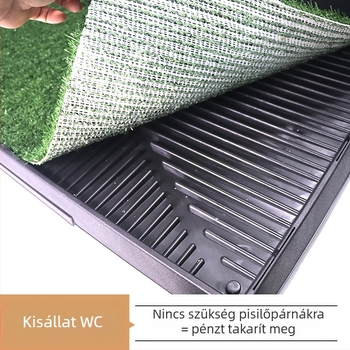 Kutyatoalett műfüves, három oldalú kerítéssel és vizeletpárnával