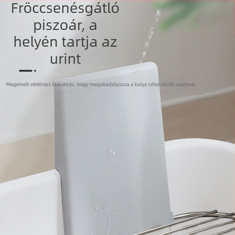 LUSMO Rozsdamentes acélból készült kutyatoalett, magas korláttal és vas hálóval, nagy méretű beltéri toalett