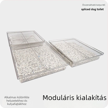 lusmo Moduláris kutyatoalett rozsdamentes acélból, nagy tál, anti-tipp kialakítással