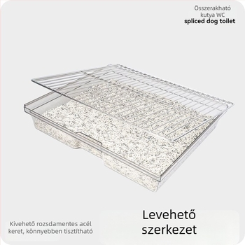 lusmo Moduláris kutyatoalett rozsdamentes acélból, nagy tál, anti-tipp kialakítással