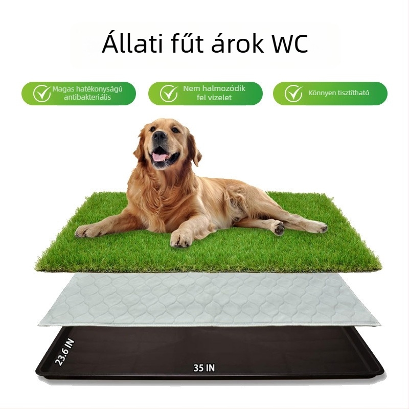 Kutyatoalettához pad – mosható, magas sűrűségű műanyag fű felület, műanyag alap