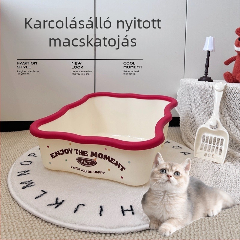 Félig zárt macskaalom-doboz, beépített lapáttal, PP anyag, Urria márka, macskáknak