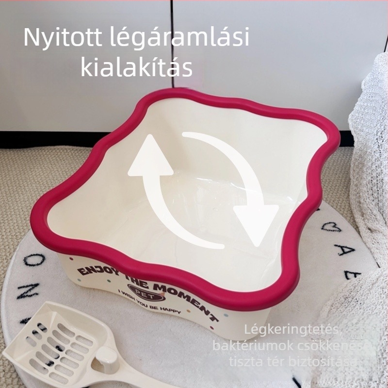 Félig zárt macskaalom-doboz, beépített lapáttal, PP anyag, Urria márka, macskáknak