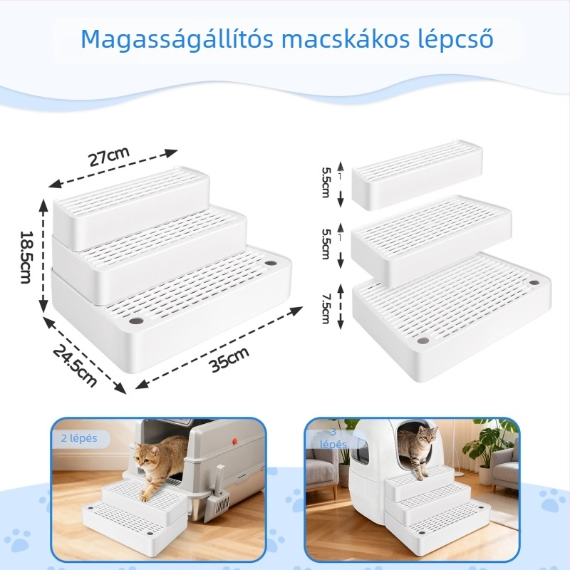 Macskaalom-doboz pedálos matrac – anti-szóródás, többszintű kialakítás (kettős/ háromréteg), ABS műanyag, univerzális illeszkedés