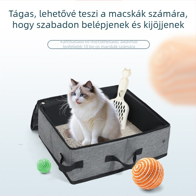 Utazó hordozható macska toalett – független márka, anyag: egyéb anyagok, ajándékra kész
