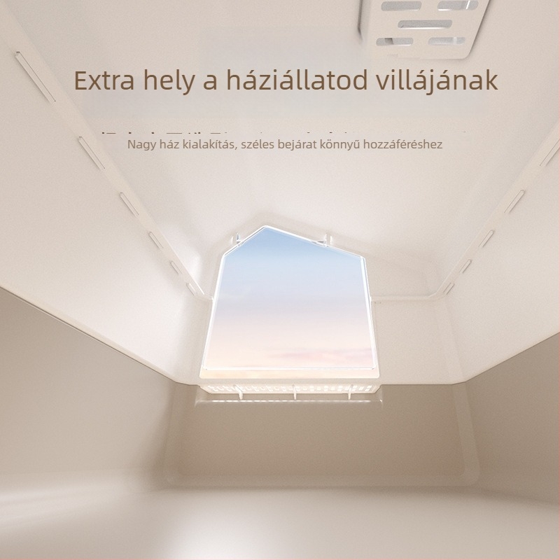 Macskaalomtál ajtóval, összecsukható, fröccsenés elleni, szag elleni, PP anyagból