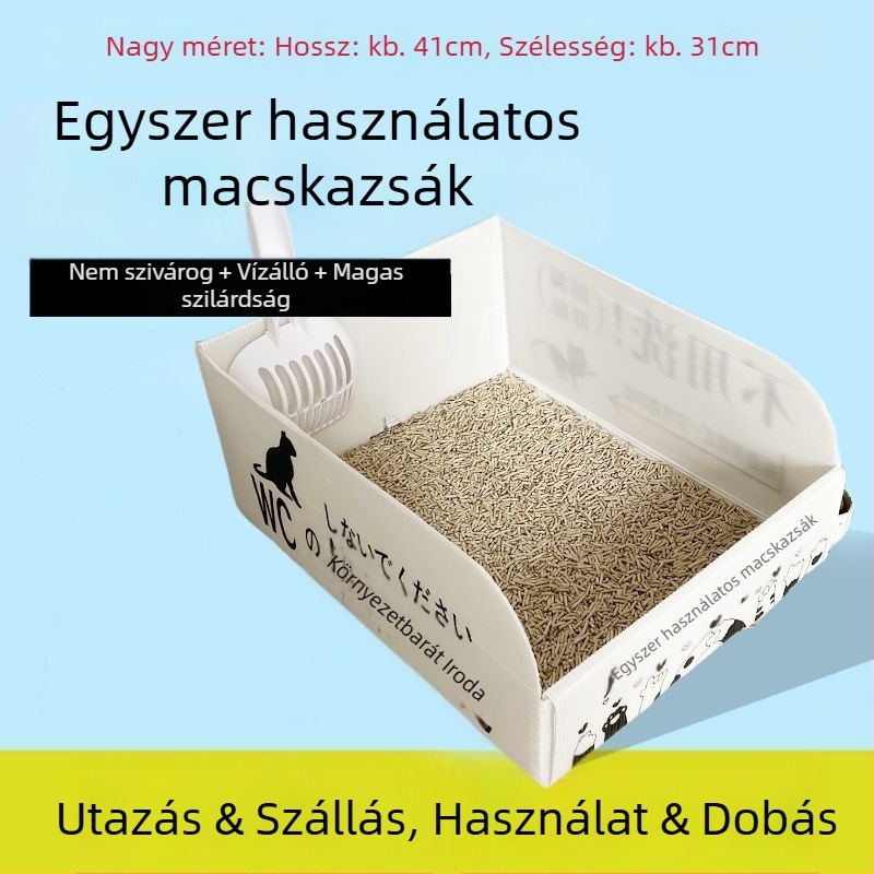 Macskaalom-tál, vízálló, félig zárt, havonta egyszer használható, hordozható és összecsukható