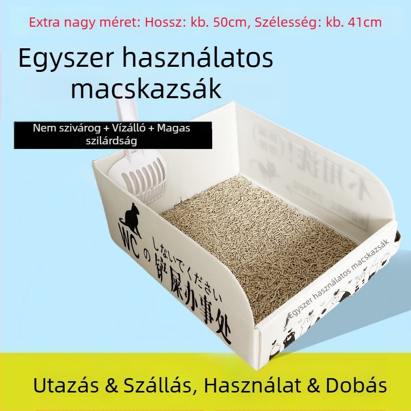 Macskaalom-tál, vízálló, félig zárt, havonta egyszer használható, hordozható és összecsukható