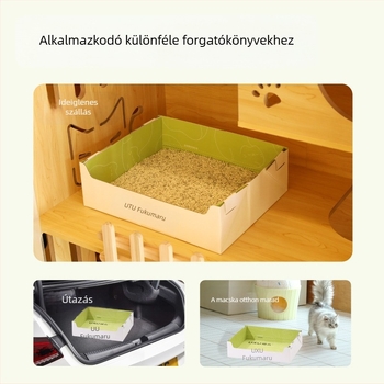 Egyszer használható macskaalomtál, ideiglenes macska toalett, nyitott, hordozható és összecsukható, nagy méret autós utazásokhoz
