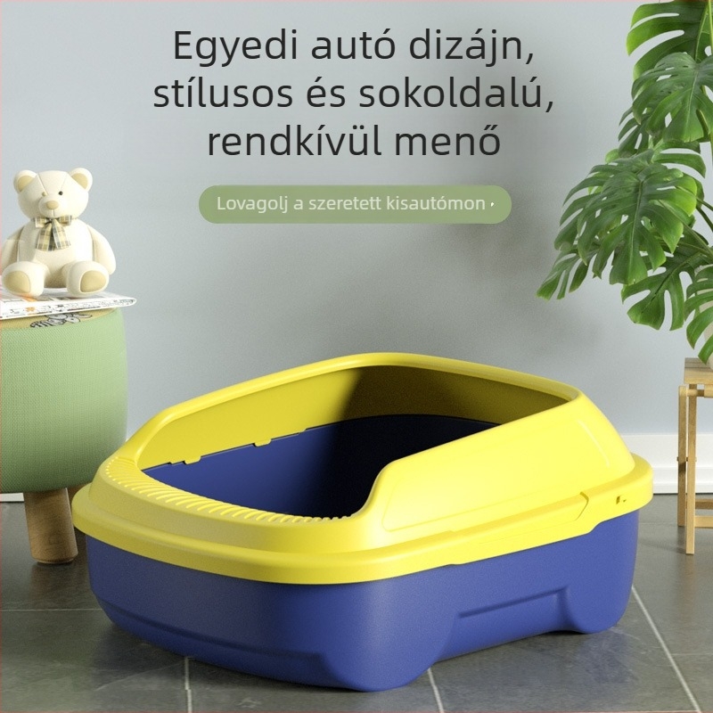 Curlytail Nagy kontrasztos színű macskaalom-doboz, félig zárt, szivárgásmentes, tágas macskatoalett