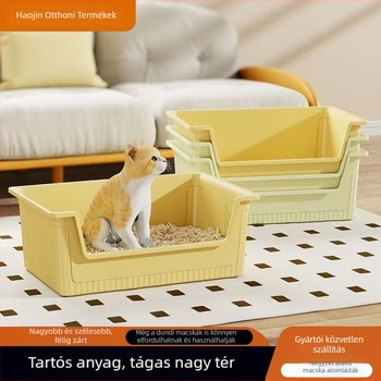Macska WC nyitott kialakítású, fröccsenés elleni, félig zárt műanyag ház; Anyag: polipropilén (PP); alkalmas macskáknak