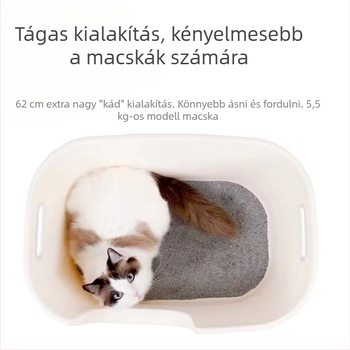 Macskaalomtál anti-splash megoldással, félig zárt kialakítás, PP anyag, felnőtt macskáknak