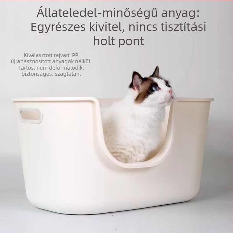 Macskaalomtál anti-splash megoldással, félig zárt kialakítás, PP anyag, felnőtt macskáknak