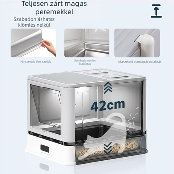 Fiókos típusú macska WC, szagtalan, összecsukható, teljesen zárt, extra-nagy méretű, hordozható