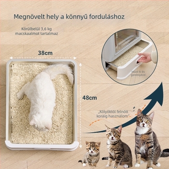 Fiókos típusú macska WC, szagtalan, összecsukható, teljesen zárt, extra-nagy méretű, hordozható