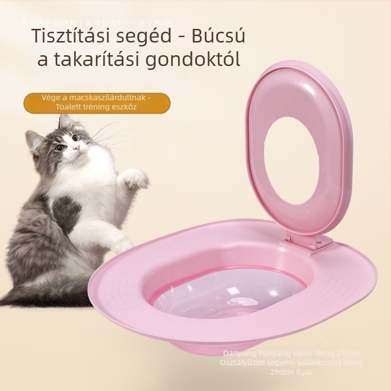 Macska toalett tréner - kerek PVC, nyitott toalett tálca, normál specifikációk