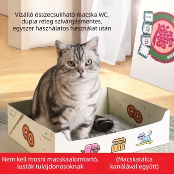 Egyszer használható, vízálló, összecsukható macskaalom-tál kültéri utazásokhoz