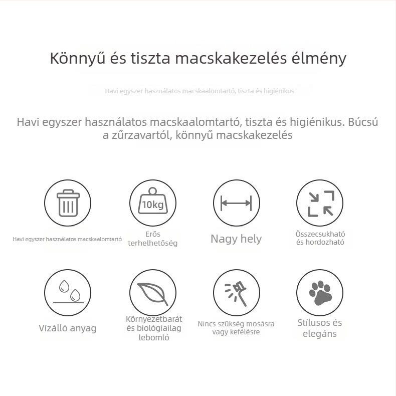 Egyszer használható, vízálló, összecsukható macskaalom-tál kültéri utazásokhoz