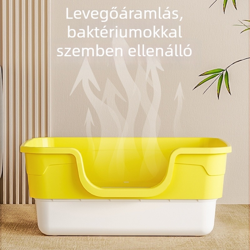 Macskaalomtálca integrált megvastított anti-splash kialakítással, nyitott kivitel, PP anyag
