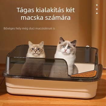 Macskaalom tál, félig zárt kialakítású, anti-csepp és anti-kivételi funkciókkal, PP anyagból, alkalmas macskáknak, háziállatoknak és nyulaknak