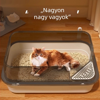 Macskaalom tál, félig zárt kialakítású, anti-csepp és anti-kivételi funkciókkal, PP anyagból, alkalmas macskáknak, háziállatoknak és nyulaknak