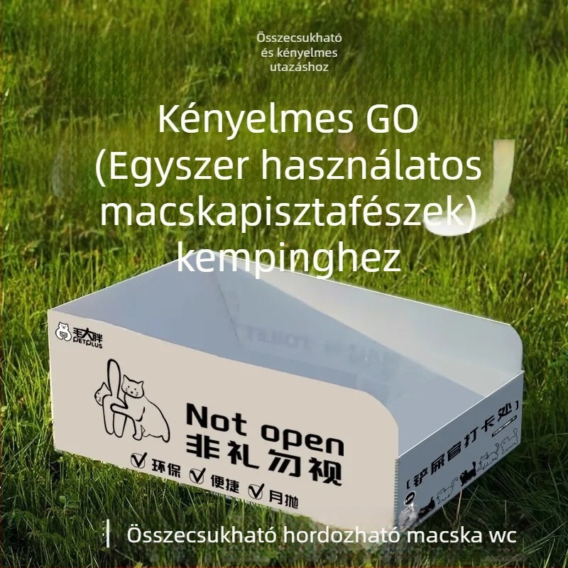 Egyszer használatos macskaalom-tál, összecsukható, utazáshoz hordozható, mosható, PP anyagból
