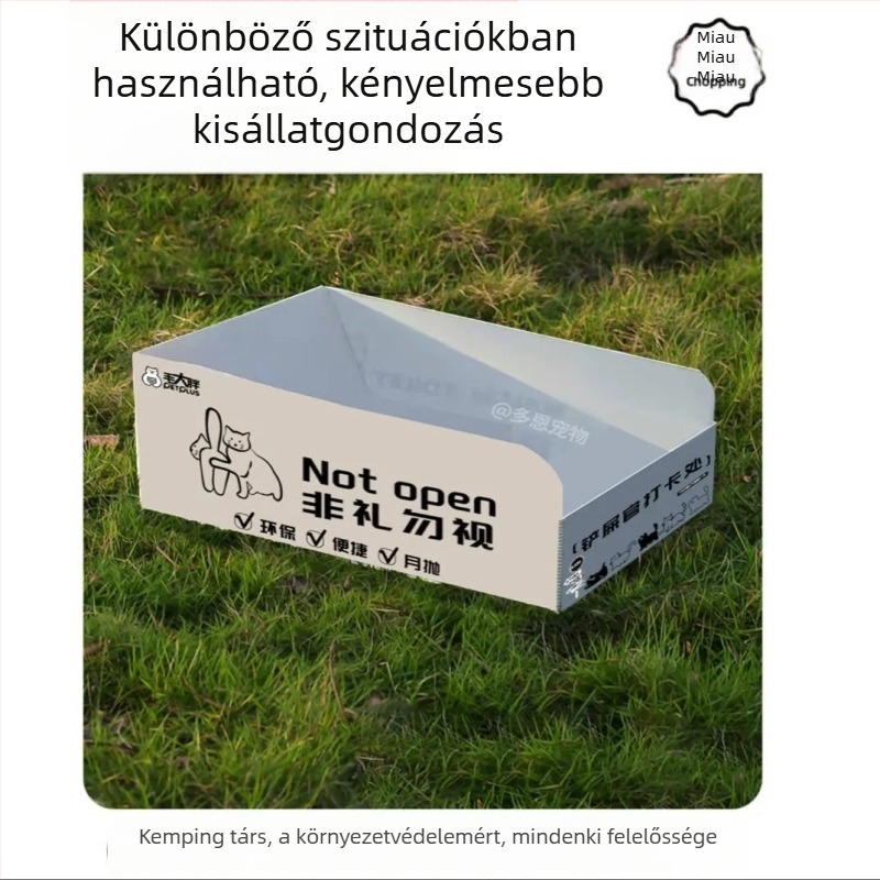 Egyszer használatos macskaalom-tál, összecsukható, utazáshoz hordozható, mosható, PP anyagból