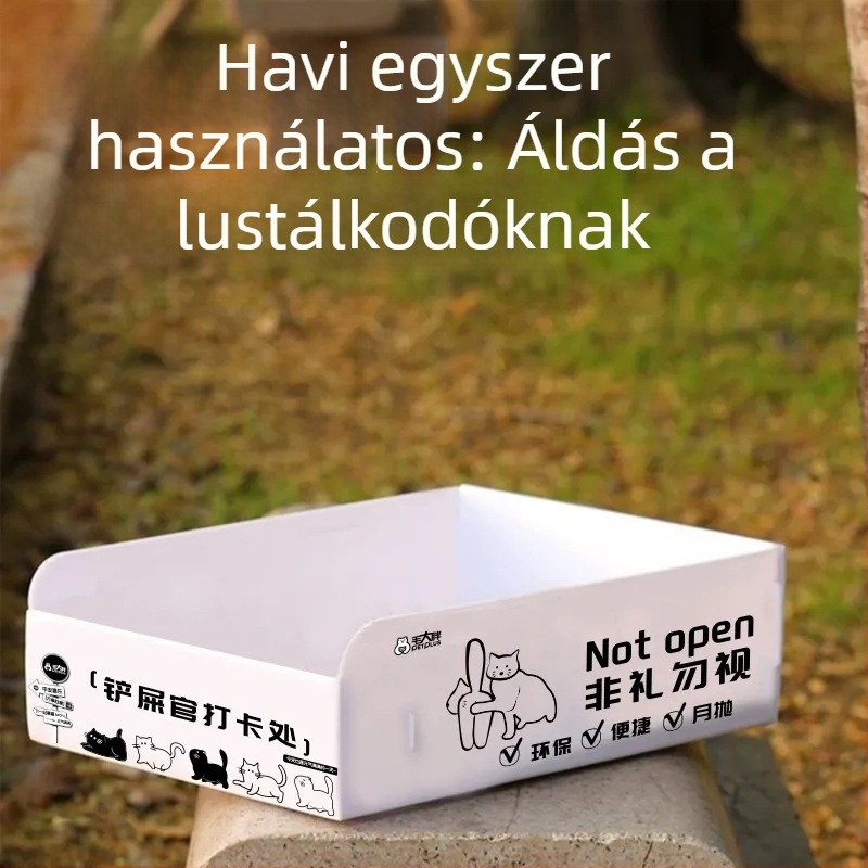 Egyszer használatos macskaalom-tál, összecsukható, utazáshoz hordozható, mosható, PP anyagból