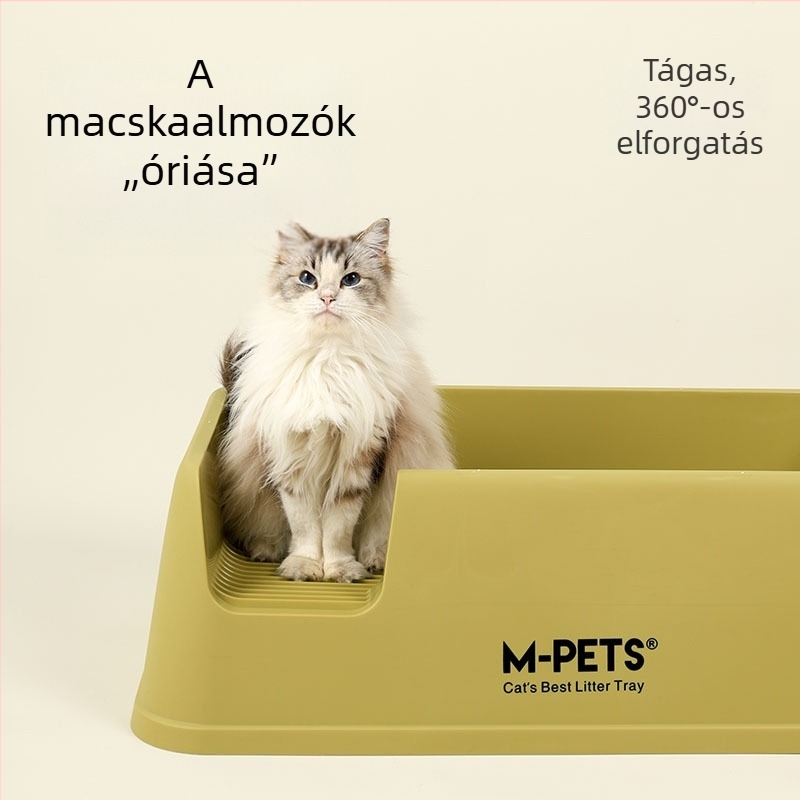 Mpets óriási nyitott macskaalm-tál, extra nagy méret, anti-fröcskölés, macska WC Maine Coon Ragdoll