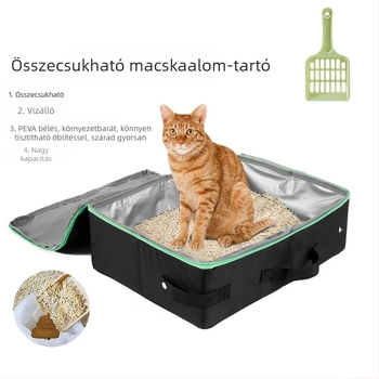 Összecsukható, hordozható macska toalett utazáshoz, vízálló Oxford anyagból