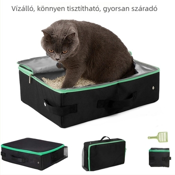 Összecsukható, hordozható macska toalett utazáshoz, vízálló Oxford anyagból