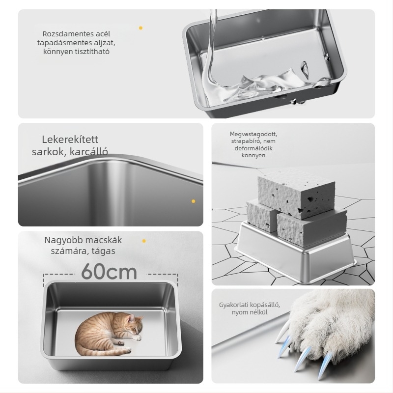 Kimpets macskatál, nyitott négyszögletes kialakítás, más anyagokból készült
