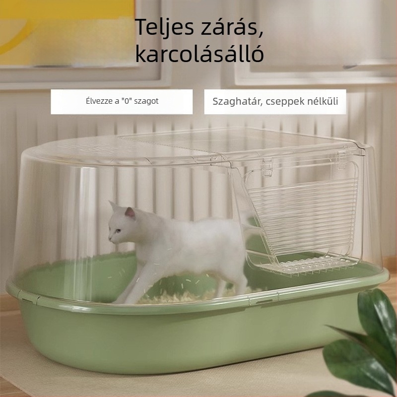 Le Le Cat félzárt macskaalmotálca anti-fröccsenés párnával és dezodoráló funkcióval, PP anyag