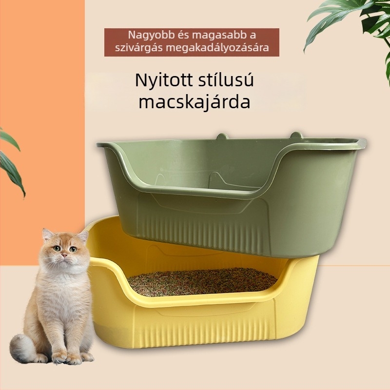 Macskaalomtál U-formájú nyílással, csöpögés elleni kialakítással, nyitott dizájnnal, PP anyagból, macskáknak és kutyáknak