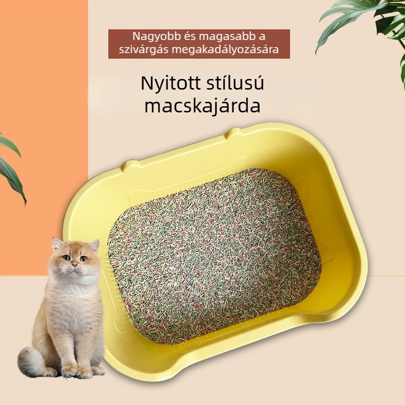 Macskaalomtál U-formájú nyílással, csöpögés elleni kialakítással, nyitott dizájnnal, PP anyagból, macskáknak és kutyáknak
