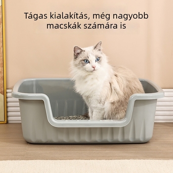 Amba extralarge macskaalomtál, fél-zárt kialakítás, anti-fröccsenés, nyitott felső rész, PP anyag
