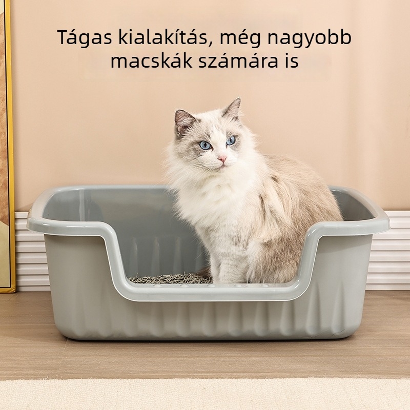 Amba extralarge macskaalomtál, fél-zárt kialakítás, anti-fröccsenés, nyitott felső rész, PP anyag