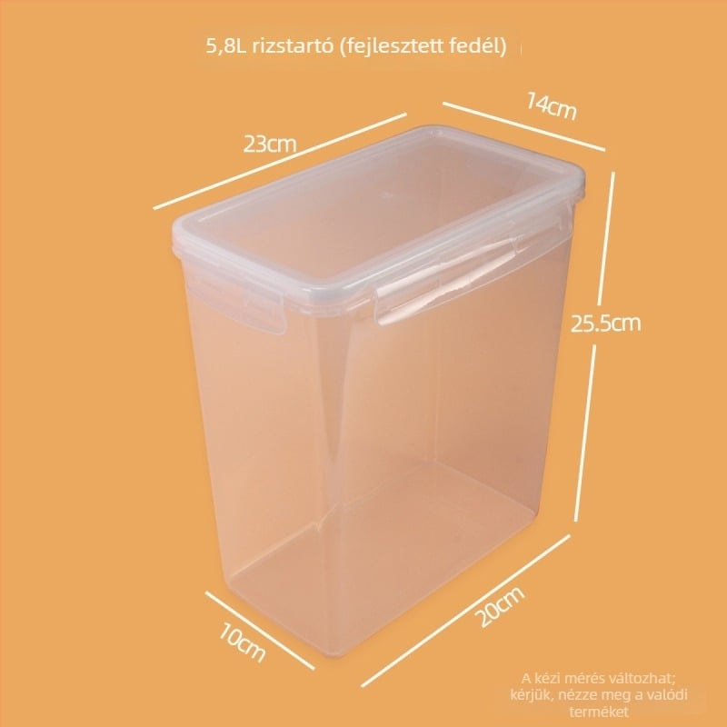 Rizstároló doboz – élelmiszer-minőségű PC műanyag, macska- és kutyaeledel tárolása, logóval történő testreszabás, rovarriasztó funkció