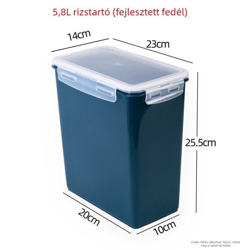 Rizstároló doboz – élelmiszer-minőségű PC műanyag, macska- és kutyaeledel tárolása, logóval történő testreszabás, rovarriasztó funkció